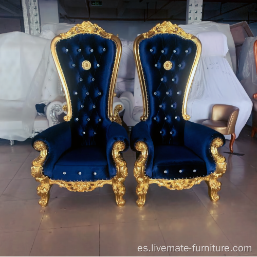 Sillas de oro de madera de lujo de la boda, el trono de la silla de rey